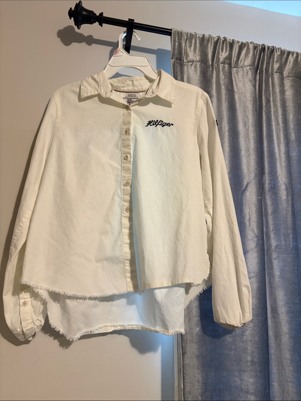 Tommy Hilfiger Cream Button-Down Shirt with Script Logo
